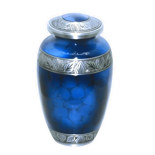 Titan Casket Tranquil Urn | XL Metal Cremation Urn for Human Ashes - Dark Blue Extra Large Cremation Urn for Human Ashes