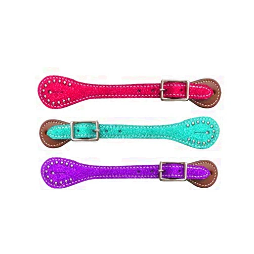 Showman Youth Glitter Leather Spur Straps