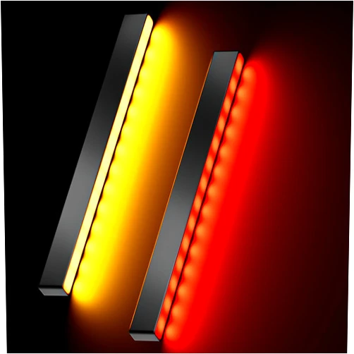 FOLOI·MTBOY 12 Volt Automotive Tail Light Bars Universal Car Accessories LED Strip Lights,Red Yellow Dual Color Dynamic Flashing Sequential Signal Lights,Fog Lights,Tail Light Stop Light Aluminum Shell