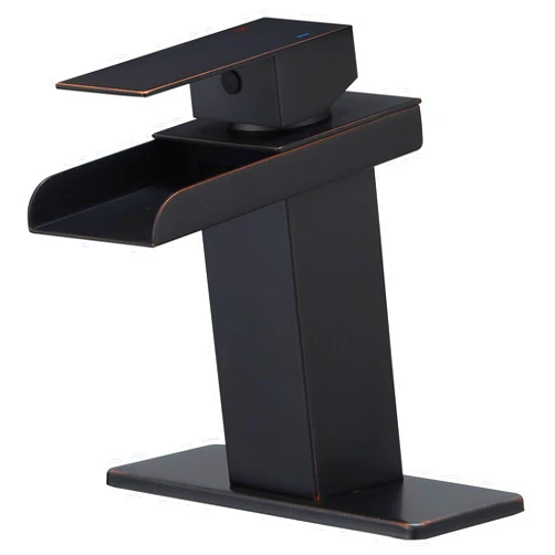 BWE Oil Rubbed Bronze Bathroom Faucet Modern Waterfall for Sink 1 Hole or 3 Hole Rustic Bath Vanity Faucets Single Handle Mixer Tap with Supply Lines