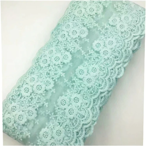 SEMCICOR 2 Yard Vintage Green Lace Edge Trim Flower Embroidery Wedding Dress Bag Sewing (Green)