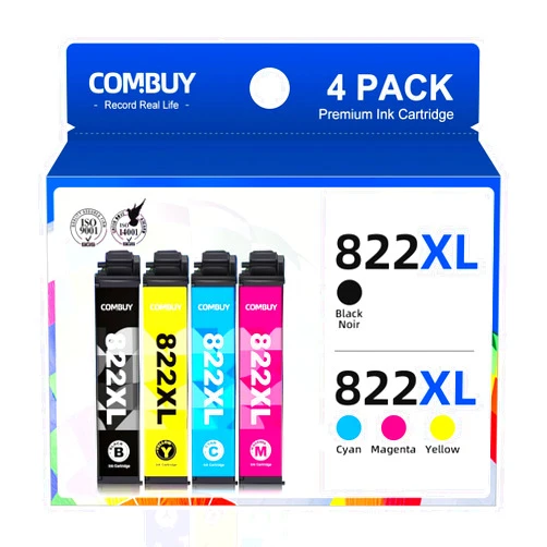COMBUY 822XL Remanufactured Replacement for Epson 822XL Ink Cartridges Combo Pack T822 822 Ink for Epson Workforce Pro WF-3820 WF-3823 WF-4820 WF-4830 WF-4833 WF-4834 Printer (Black Cyan Magenta Yellow 4PK)