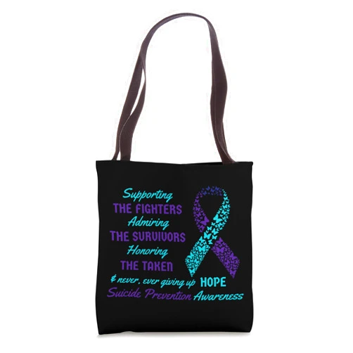 Suicide Prevention Month Gifts by CrushRetro Support Suicide Quotes Awareness Mental Health Tote Bag