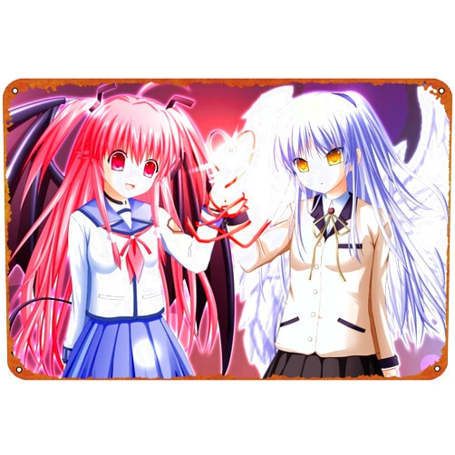 KIVYYB Yui Angel Beats! Kanade Tachibana Metal Tin Logo Vintage Home Decoration Poster Bar Office Cafe Kitchen Bedroom Restaurant Garage Wall Decoration Logo 8x12 inches