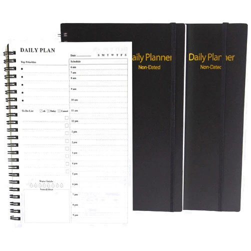 JIEYAN 2 Pack Undated Daily Planner, To Do List Notebook Hourly Schedules Spiral Appointment Planner, Time Management Manual and Planner 5.6