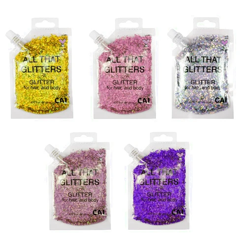 CAI BEAUTY NYC Body Glitter Gel- Face, Body & Hair (5 Pk Unicorn) Chunky Iridescent Holograph Stars & Moon, 3 oz | Cosmetic-Grade Makeup, Apply Without Glue, Easy to Take Off & Keep Skin Cleanat Raves