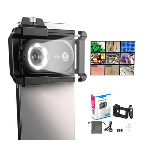 DALYANGDA 【2024 Upgraded】 DALYANGDA Phone Microscope Lens, Nano Zoom 200x for iPhone, Nanozoom for iPhone,Nanozoom 200x Magnification Zoom, Nanosight x200,12 LED Modes,CPL Lens,Stable(Black)