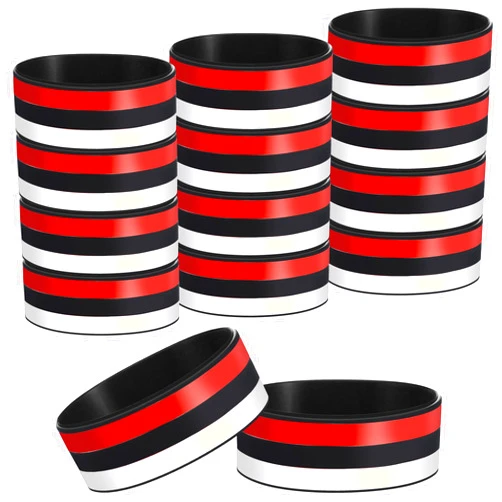 Zeyune 24 Pcs Cartoon Animation Silicone Bracelets Gifts Bulk Cartoon Red White Black Wristbands Red Ball Rubber Elastic Bracelets for Classroom Prize Stuffer Birthday Graduation Gifts