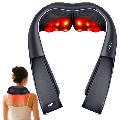 RIKE Shiatsu Neck and Back Massager with Heat, HSA Eligible FSA - 3D Deep Tissue Kneading Massage Pillow for Shoulder, Leg & Muscle Pain Relief - Gift for Women, Men, Mom, Dad (Corded)