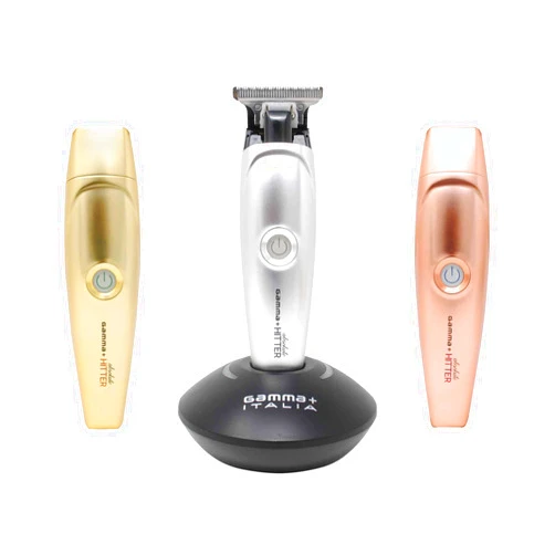 GAMMA+ Absolute Hitter Professional Cordless Hair Trimmer, Modular Color Lids, 3 Guards, 3 Modular Color Lids Included (Matte Chrome, Rose Gold, Gold)