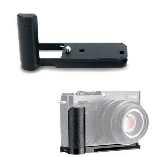 JJC MHG-XE4 Solid Metal Hand Grip Secure Handle Bracket for Fuji Fujifilm X-E4 XE4 Camera, Anti-Slip Pads Design, Arca Swiss Quick Release Plate, Extra 1/4