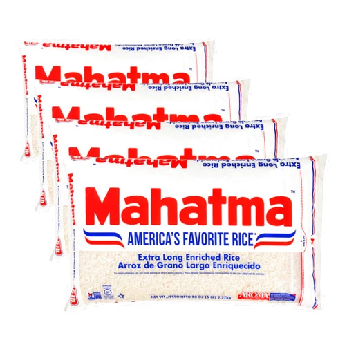 Mahatma Extra Long Grain Rice 5 Pound Rice-Bag, Gluten Free and Non-GMO White Rice Bulk Bag, (Pack of 4)