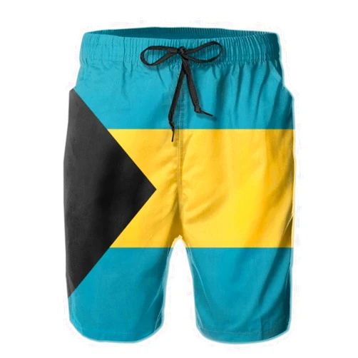 Palxotsi Swim Shorts Mens Beach Shorts Flag of The Bahamas 3D Printed Swim Trunks Quick Dry Surf Bathing Suit
