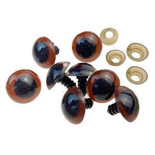UPSTORE 100PCS Brown Plastic Safety Screw Eyes Craft Eyes with Washer for DIY Toy Teady Bear Puppet Doll Making Accessories Supply (Diameter 24mm)