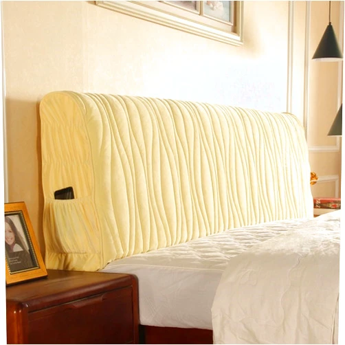 Taiyucover Stretch Bed Headboard Slipcovers;Dustproof Solid Color Diamond Flannel with Quilted Bed Head Covers;Bedside Bedroom Decorative Protectors (Beige, Large King)