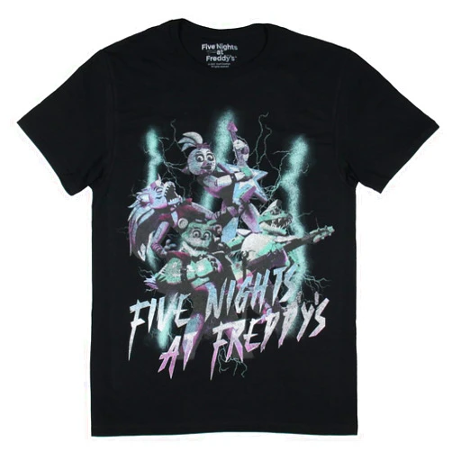 Seven Times Six Five Nights at Freddy's Men's Security Breach Lightning Distressed Adult T-Shirt