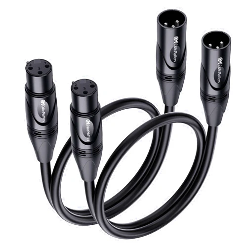 Cable Matters 2-Pack Premium Short XLR to XLR Cables - 1ft, Male to Female Microphone Cable, Oxygen-Free Copper (OFC) Mic Cord, Black