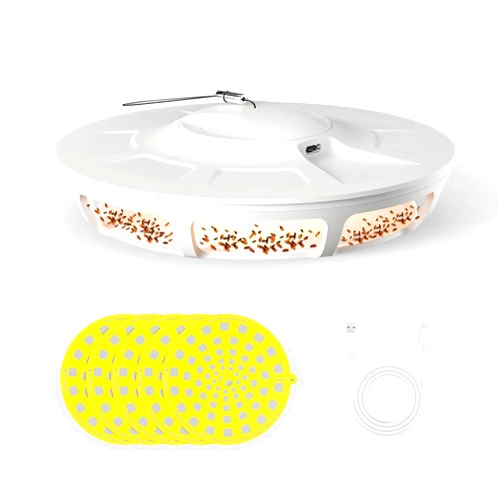 Mosalogic Electric Flea Trap and Killer for Inside Your Home Indoor Fly Light Trap-Natural and Child-Friendly Indoor Flea Control Solution for Home & Garage with 5 Glue Disc Refills