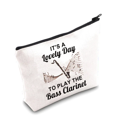 JNIAP Bass Clarinet Player Gift It's a Lovely Day To Play The Bass Clarinet Cosmetic Bag Musical Instrument Gift (Play The Bass Clarinet Bag)