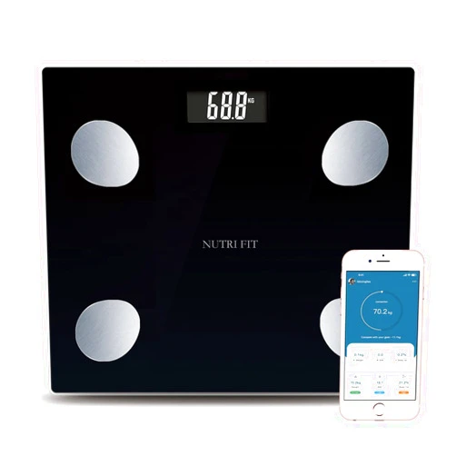 NUTRI FIT Bathroom Weighing Scale for Body Weight and Fat, Digital Smart Scale with Bluetooth, Body Composition Watchers with APP for BMI, Muscle, Weight Loss, Max 150kg/330lb