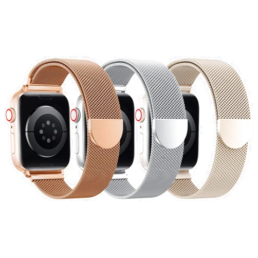 BELONGME 3 Pack Mesh Loop Compatible with Apple Watch Band Women Men 38mm 40mm 41mm 42mm 44mm 45mm 49mm Series Ultra SE 9 8 7 6 5 4 3 2 1, Stainless Steel Metal Strap Magnetic Clasp for iWatch Bands