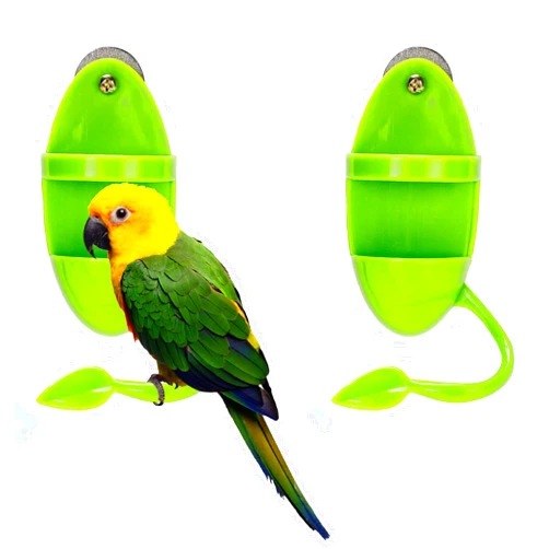 Jauoeoy 2Pcs Bird Feeding Cup Rack Plastic Cuttlebone Holder Bird Feeding Fruit Bird Cage Accessories Parrot Standing Gnawing