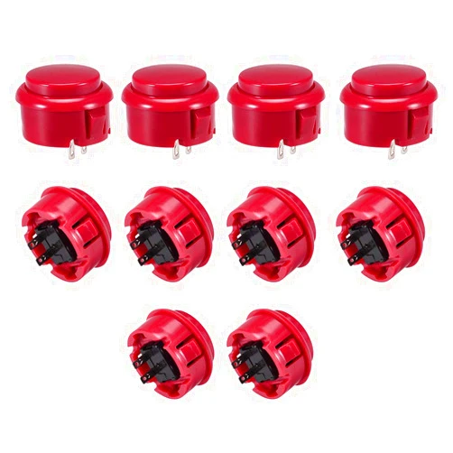 uxcell 30mm Mounting Hole Momentary Game Push Button Switch for Arcade Video Games Red 10pcs