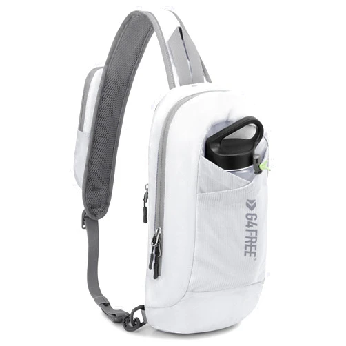 G4Free Sling Bag RFID Blocking Crossbody Backpack with Front Pocket Hiking Daypack Chest Bag for Women Men, White