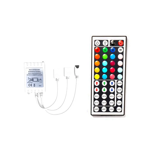 DAYBETTER Led Lights 2 Ports 44 Key Remote Control, Dimmer for Strip, 4 Pin Output Remote Controller for Led Strips 12 24V DC Tape Light (Without Power Adapter)