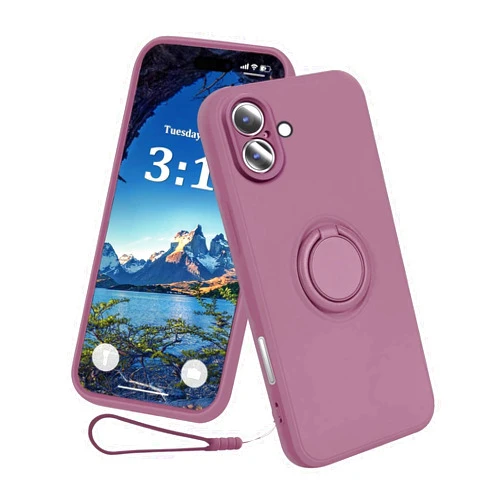 DynaSparx Silicone Ring Case for iPhone 16 Plus, Ultra Slim Drop Protection Case with 360° Rotating Ring Stand, Magnetic Car Mount Support for iPhone 16 Plus, 6.7