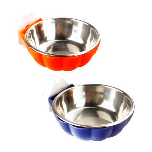 Fhiny Crate Dog Bowl, Removable Stainless Steel Pet Cage Bowl Hanging Food & Water Feeder Coop Cup for Cat, Puppy, Ferret, Birds, Guinea Pigs 2 Pack