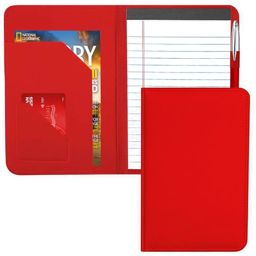 Gorbado Junior Padfolio Folder - A5 Portfolio Binder Case with 5 x 8 Writing Pad and Interior Storage Pocket Executive Business Organizer for Men Women, Red