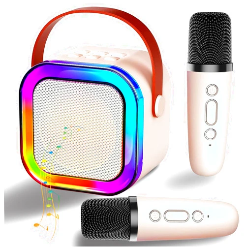 UCSYCX 2024 Mini Karaoke Machine for Kids Adults, Portable Bluetooth Karaoke Speaker with 2 Wireless Microphones, Ideal Gifts for Girls Boys Age 4-12+, Perfect for Birthday Parties, Home, Outdoor