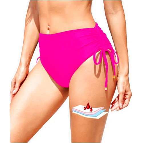 Leoparts Period Swimwear for Women Teens Black Leakproof Swim Bottoms High Waist Side Drawstring Menstrual Swimsuit Bottoms