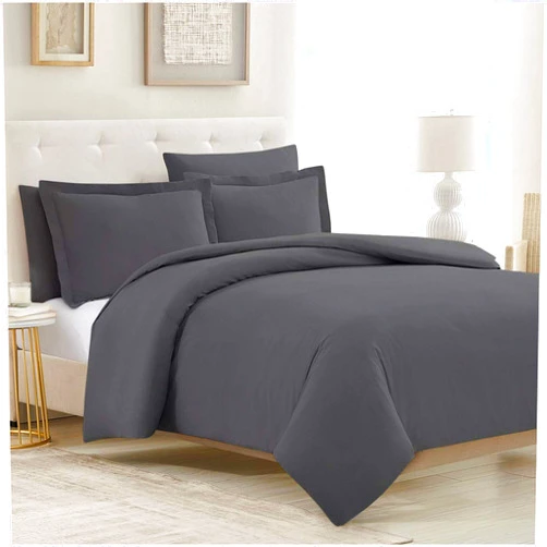 Mellanni Duvet Cover Set - 5 PC Iconic Collection Bedding Set - Hotel Luxury, Extra Soft & Cooling - Microfiber - Button Closure and Corner Ties (Queen, Gray)