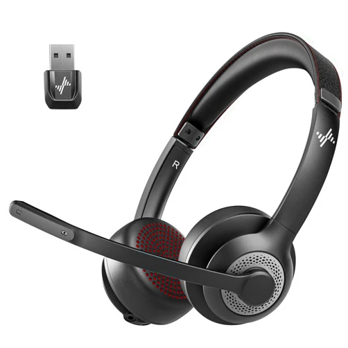 JIAMQISHI Wireless Headset with AI Noise Cancelling Microphone Bluetooth Headset - Bluetooth V5.2 Headphones with USB Dongle & Mic Mute for Computer/Laptop/PC/iPhone/Android/Cell Phones/Zoom