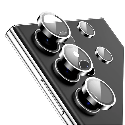 Canylile Compatible with Samsung galaxy s24 ultra Camera Lens Protector, Metal Tempered Glass Rear Camera Screen Cover, Not Easy to Break, Strong Adsorption, Case-Friendly-Black