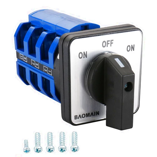 Baomain 63A Momentary Rotary Cam Changeover Switch 660V 3-Pole 3-Position 12 Terminals SZW26-63/B303.3