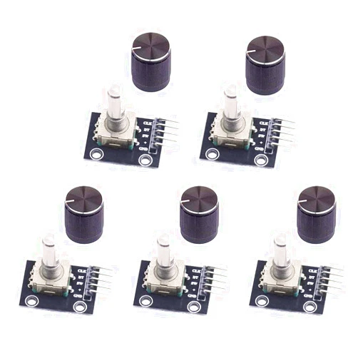 WayinTop 5pcs 360 Degree Rotary Encoder Module KY-040 Brick Sensor Development Board with Push Button for Arduino