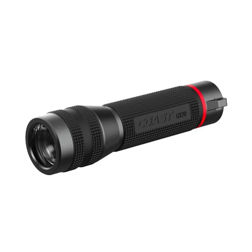 Coast GX20 1200 Lumen Waterproof Alkaline-Dual Power LED Flashlight with Twist Focus, Anti-Roll Cap and Textured Handle - Compatible with 4 x AAA Batteries (Included) or ZX750 Rechargeable Battery