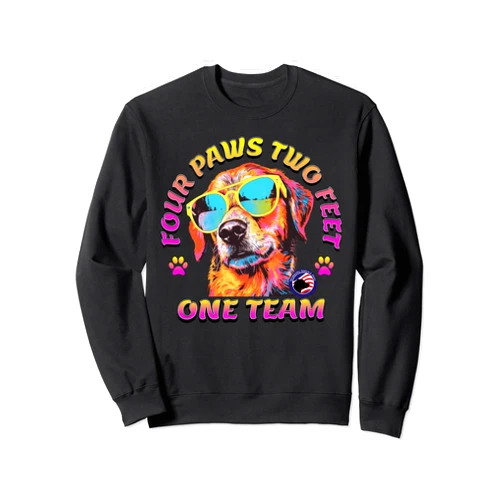 BizzyflyUSA Four Paws Two Feet Team Service Dog Assistance Guide Handler Sweatshirt