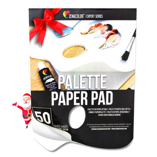 Zenacolor - Paper Palette Pad - 50 Removable and Disposable Sheets for Painters - 80gsm, 24lb - Paint Mixing Palette for All Paints (Oil, Acrylic, Watercolor,...)