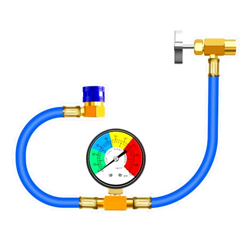 ADAFIRST AC R134a Recharge Hose with Gauge Kit, Freon U Charge Hose 100 pounds per Square inch, Low Pressure Meter Can Tap Quick Coupler Adapter, Fits for Car AC Air Conditioning Refrigerant