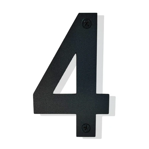 UTMOCO 4 Inch High Black Stainless Steel House Numbers or Mailbox Numbers- Modern Flush Screw Mount/Weatherproof/Rustproof/Easy to Install/Perfect for Home, Office, or Outdoor Address Number 4