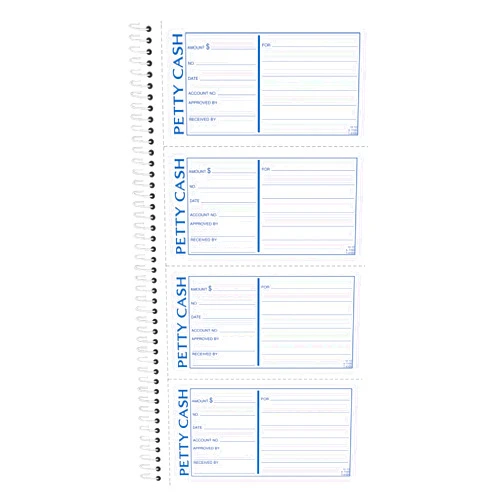 Adams Spiral Petty Cash Book, 2-Part, Carbonless, 4 Messages per Page, 200 Sets per Book (SC1156)