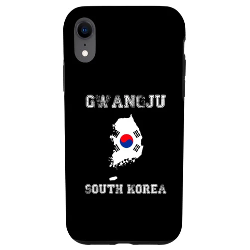 Vintage Gwangju South Korea Map With Flag Souvenir iPhone XR Retro Gwangju South Korea Distressed South Korea Flag Case