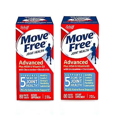 Move Free Glucosamine and Chondroitin Plus MSM & D3 Advanced Joint Health Supplement Tablets, 160 Count (Pack of 2) 80 Count (Pack of 2)
