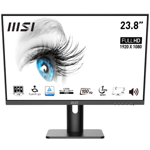 MSI PRO MP243XP 24-inch IPS 1920 x 1080 (FHD) Computer Monitor, 100Hz, Adaptive-Synch, HDMI, DisplayPort, VESA Mountable, Tilt, Height Adjustable, Speaker, 1ms, Black