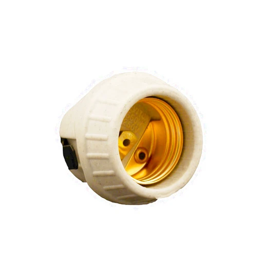 Leviton 8875 Medium Base, One-Piece, Keyless, Incandescent, Unglazed Porcelain Lampholder, Front Mount, Single Circuit, Back Wired, Shallow Back, White