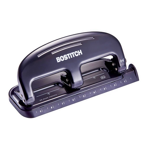 Bostitch Office EZ Squeeze 20 Sheet Standard 3 Hole Punch, Metal Construction, Silver/Black (HP20)